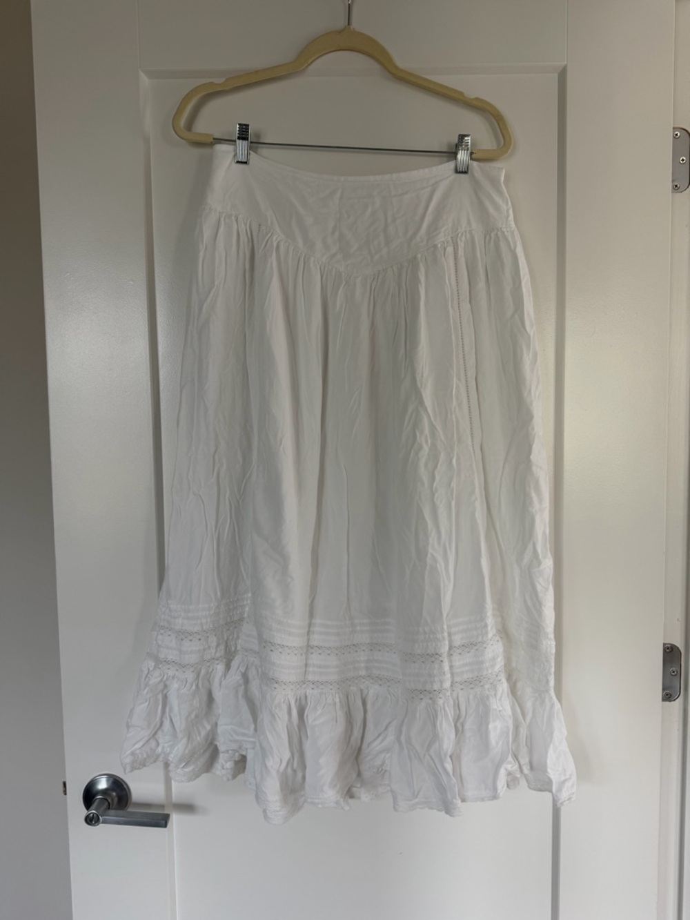 American Eagle Outfitters White Tiered Boho Maxi Skirt